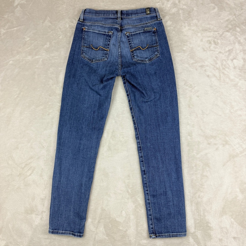 7 For All Mankind Josefina Jeans Women 27 Blue Skinny Boyfriend Button Fly Crop - Picture 6 of 14